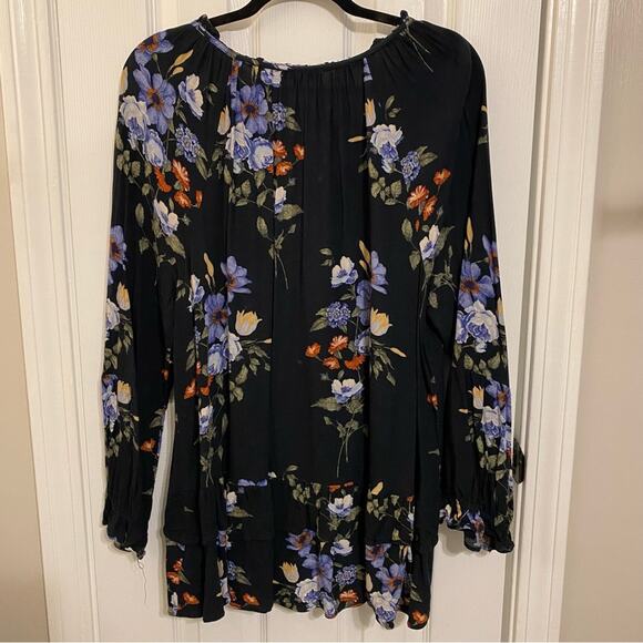 American Eagle Black Floral Print Boho Blouse Size XXL - Picture 6 of 6